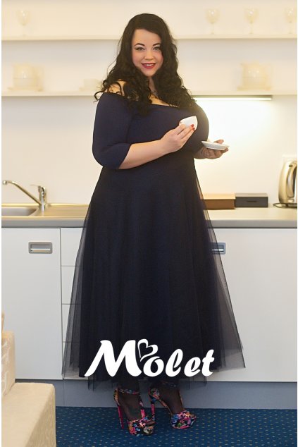 Tylová sukně dlouhá tmavě modrá