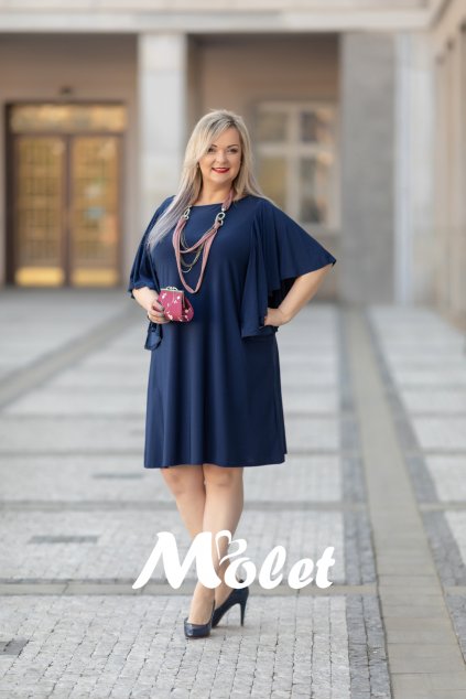 Lincoln šaty s netopýřími rukávy modré