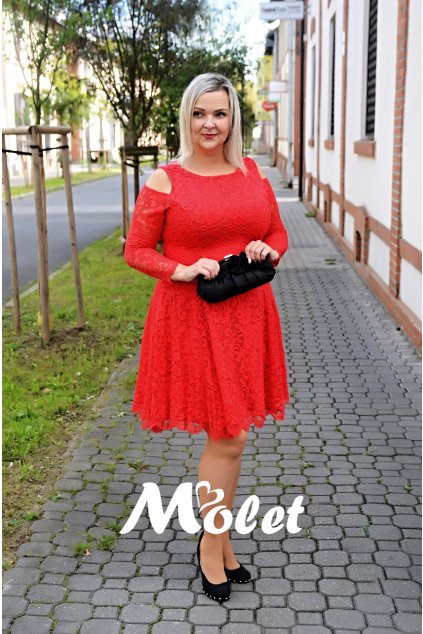 Pearl krajkové šaty červené
