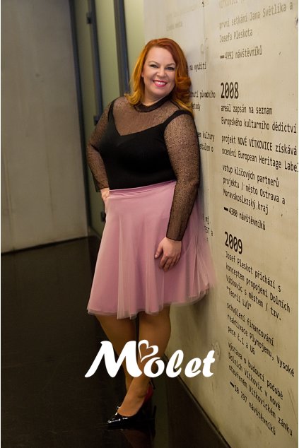 Tylová sukně pudrová