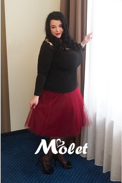 Tylová sukně vínová