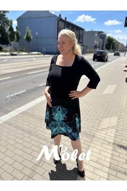 Leny kolová sukně modrý mramor