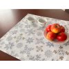 Dekorační ubrus čtverec štříbrné vločky na bílé