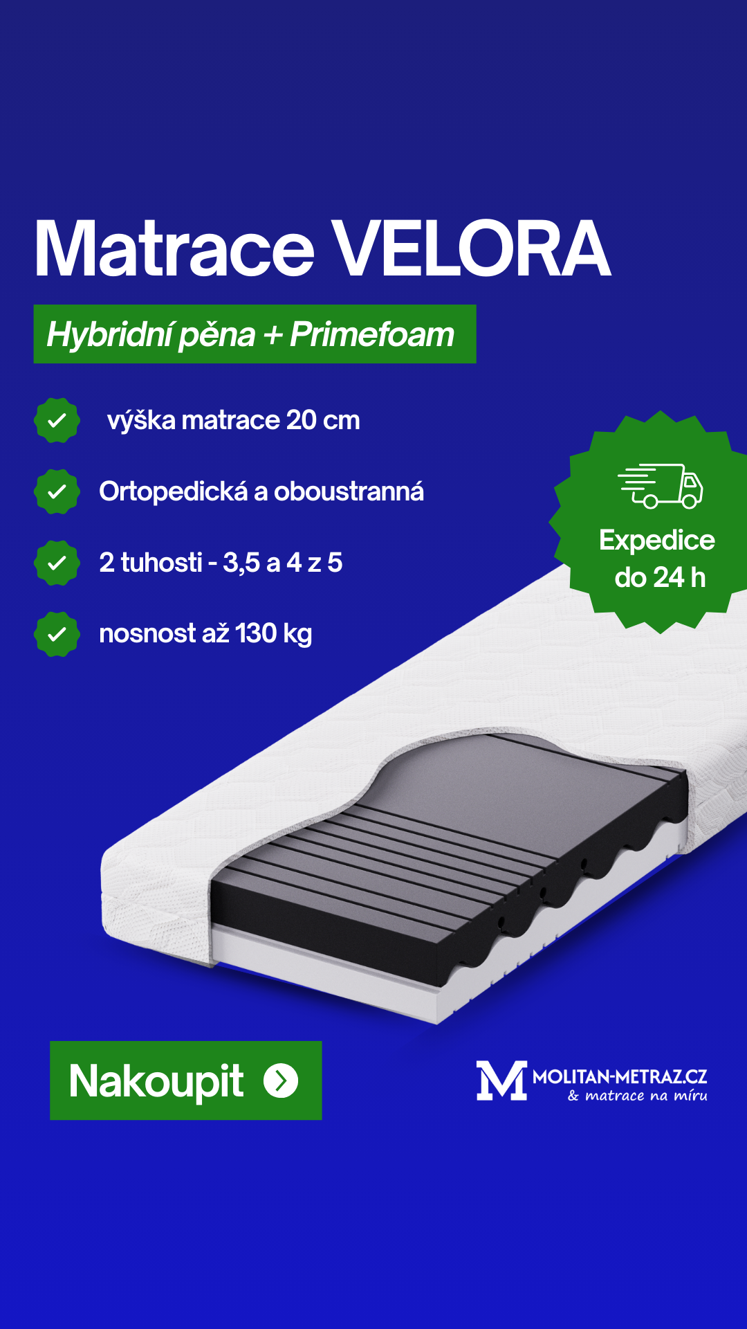 Matrace VELORA+ |ortopedická a oboustranná matrace| AKCE