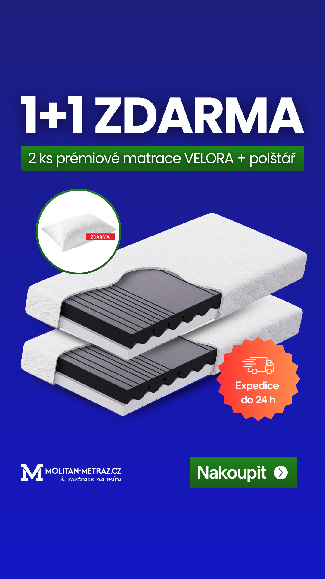 Matrace VELORA+ |ortopedická a oboustranná matrace| AKCE 1+1