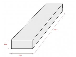 PUR hranol 200x30x14cm