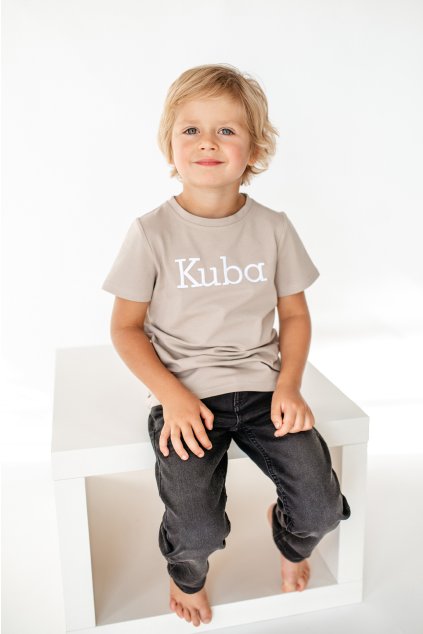 Dětské tričko z biobavlny - světlá taupe