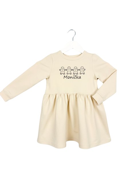 Dívčí mikinové šaty s přestřižením v pase z biobavlny - perníčky