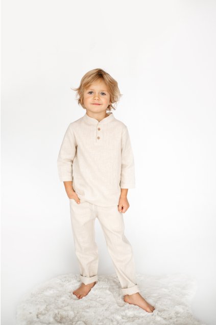 Chlapecké lněné kalhoty – béžové
