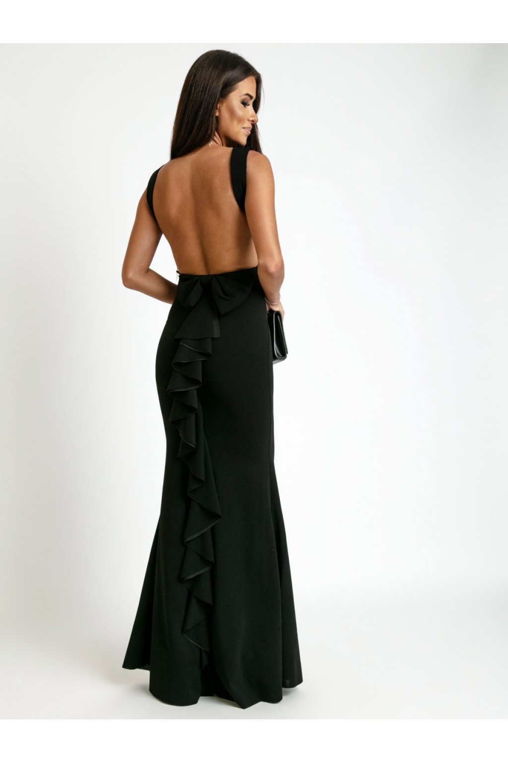 Dlouhé šaty s odhalenými zády Karen černé - MOLLY fashion