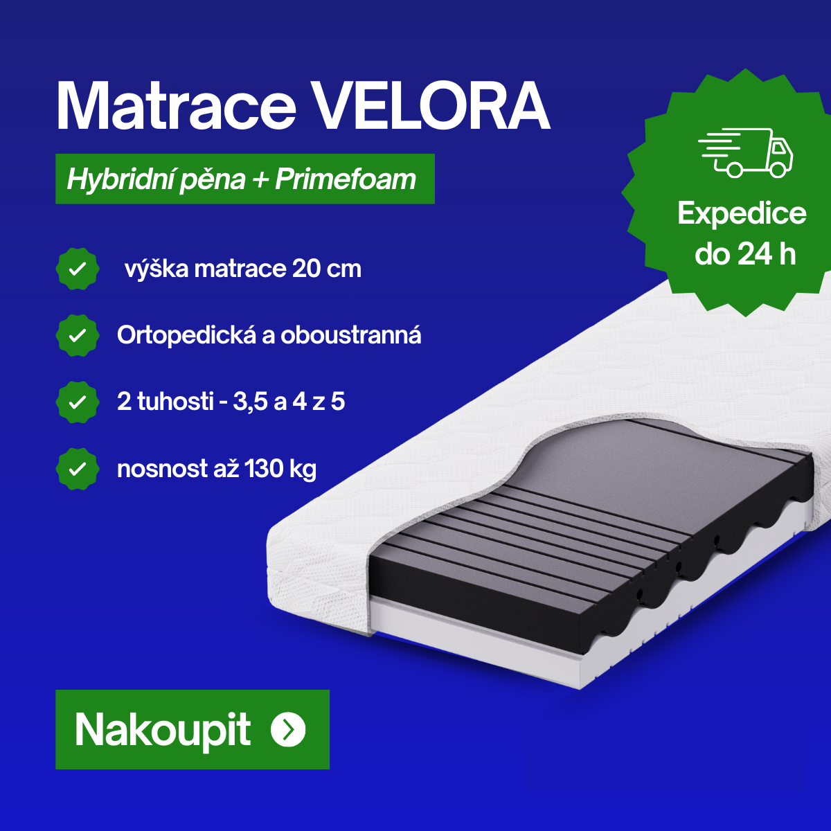 Matrace VELORA+ |ortopedická a oboustranná matrace|