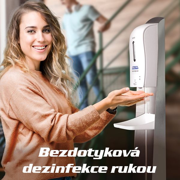 Bezdotyková dezinfekce rukou pro osoby v kancelářích a administr