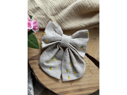 Vyšívaná mašle Citrónky