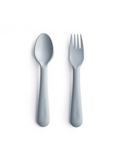 Mushie detský príbor lyžička a vidlička cloud
