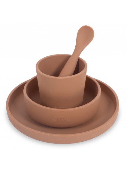 Jollein silikónová obedová súprava caramel