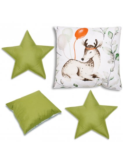 Sada 3 vankúšikov Bambi olivová