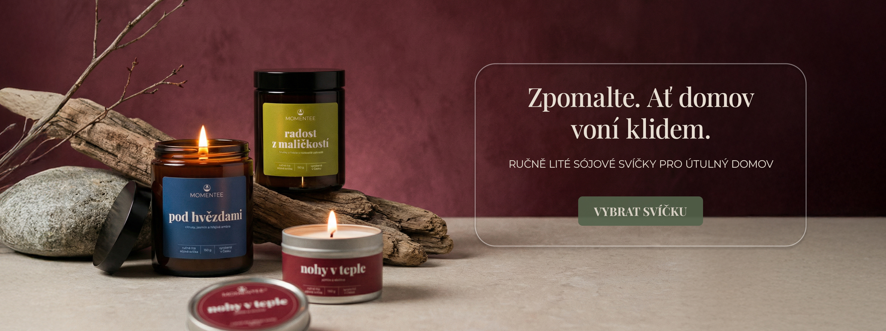 Ručně lité sójové svíčky pro chvíle pohody