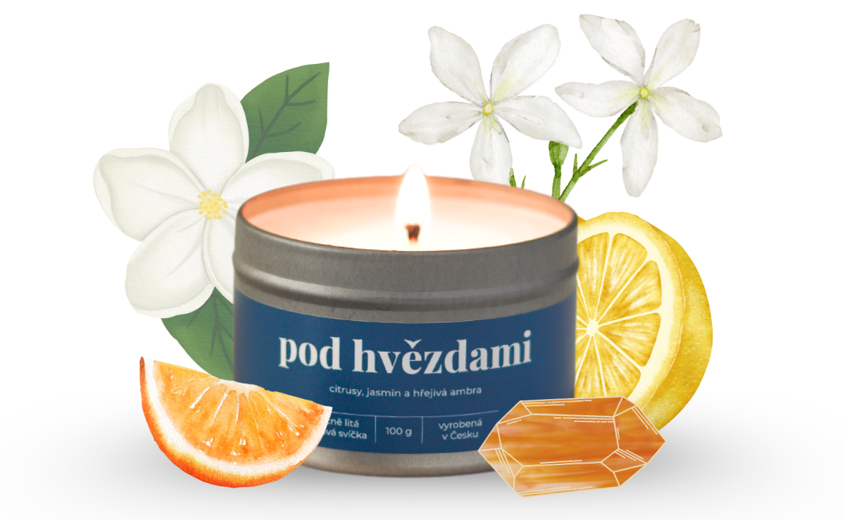 Svíčka Pod hvězdami – lifestyle fotografie