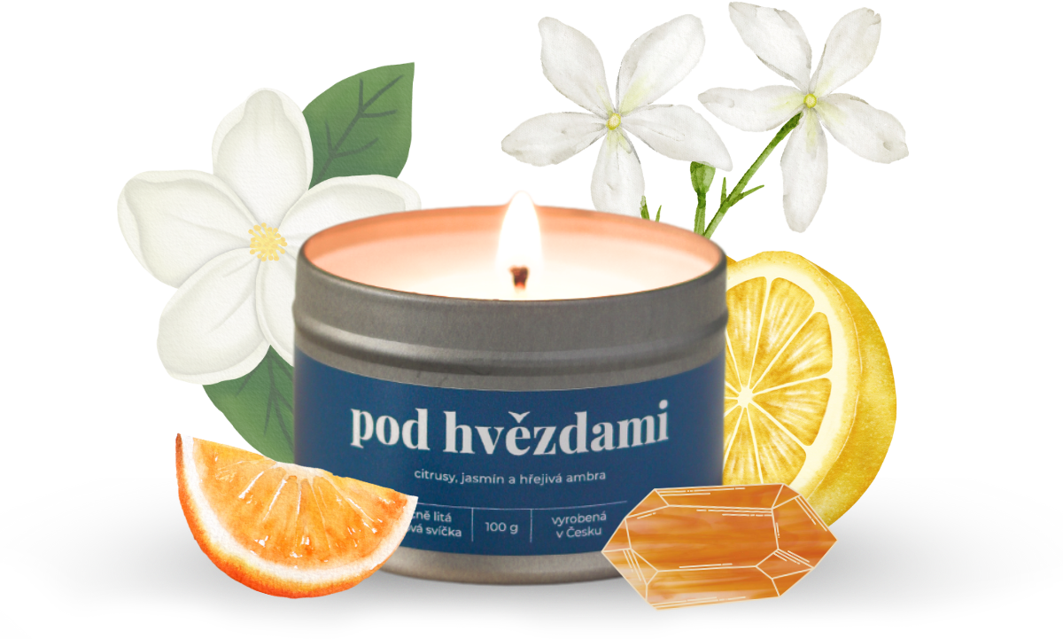 Svíčka Pod hvězdami – lifestyle fotografie