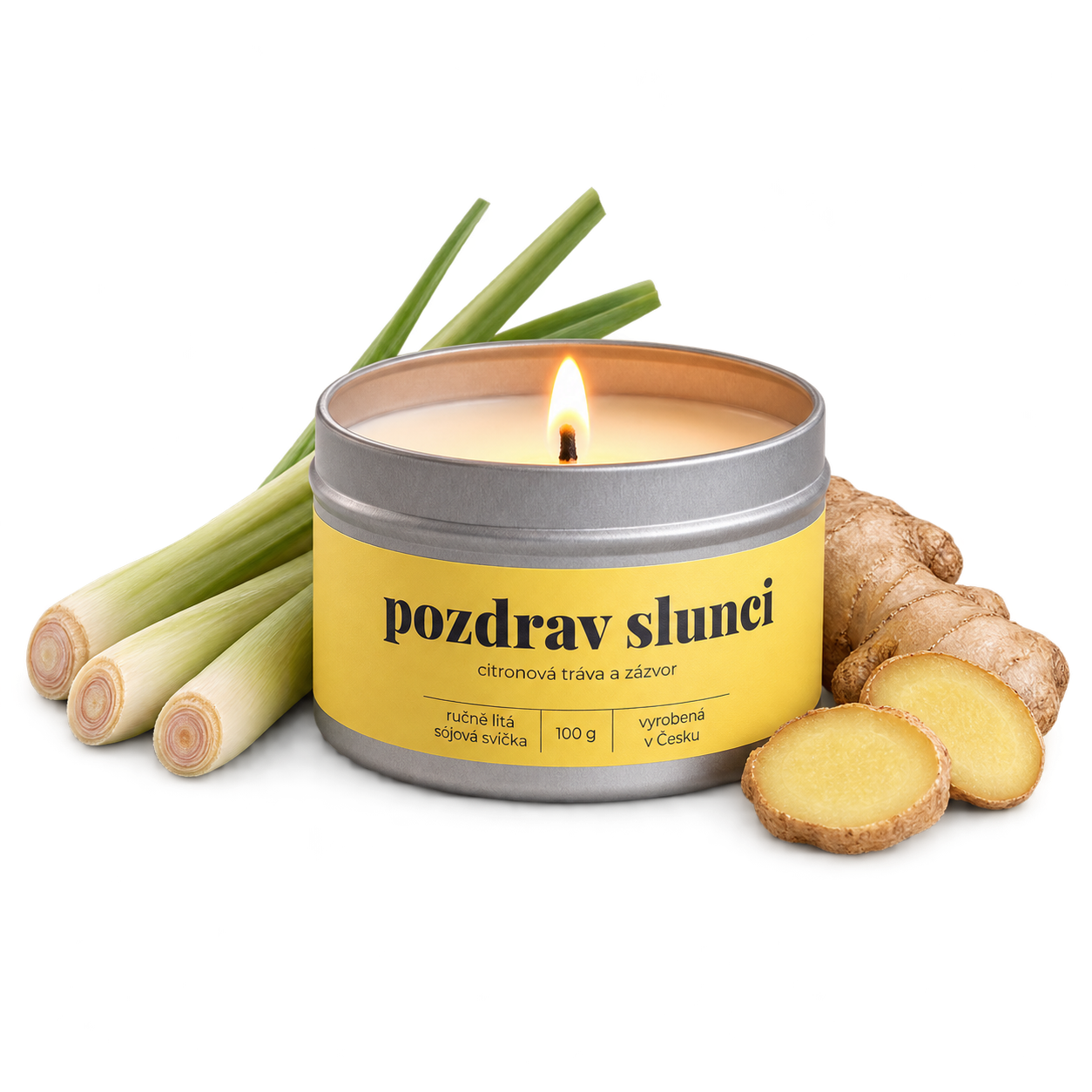 Sójová svíčka Pozdrav slunci v plechovce