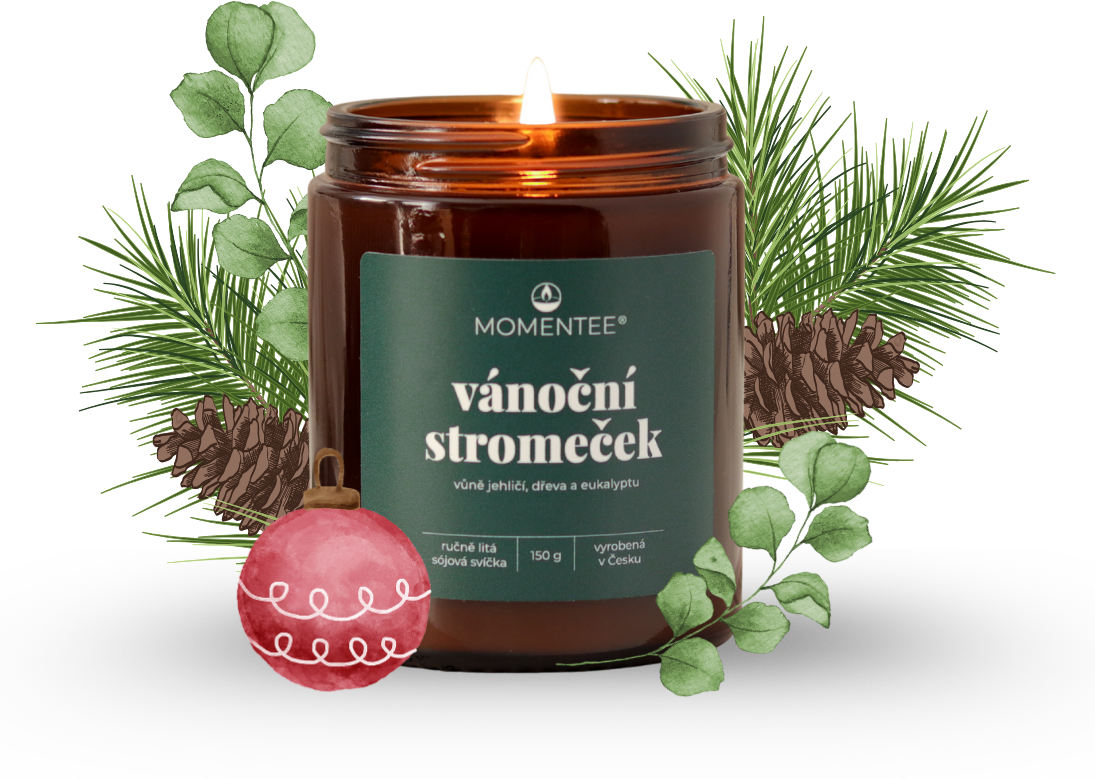 Svíčka Mír v duši – lifestyle fotografie