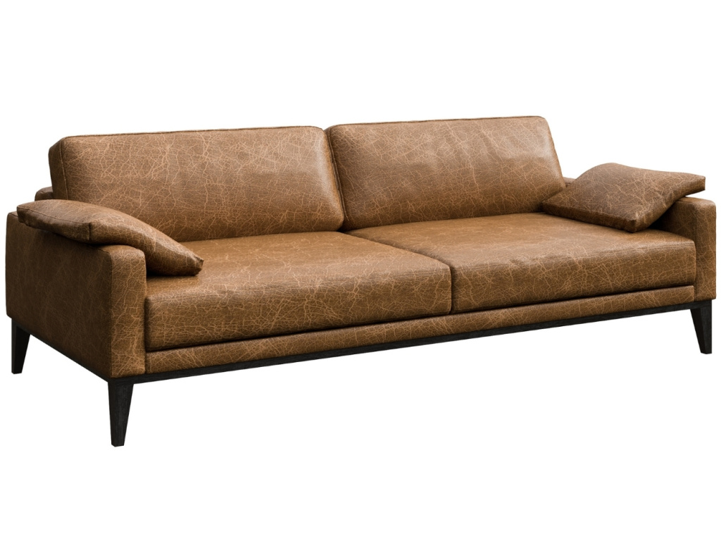 Hnědá vintage třímístná kožená pohovka MESONICA Musso 211 cm