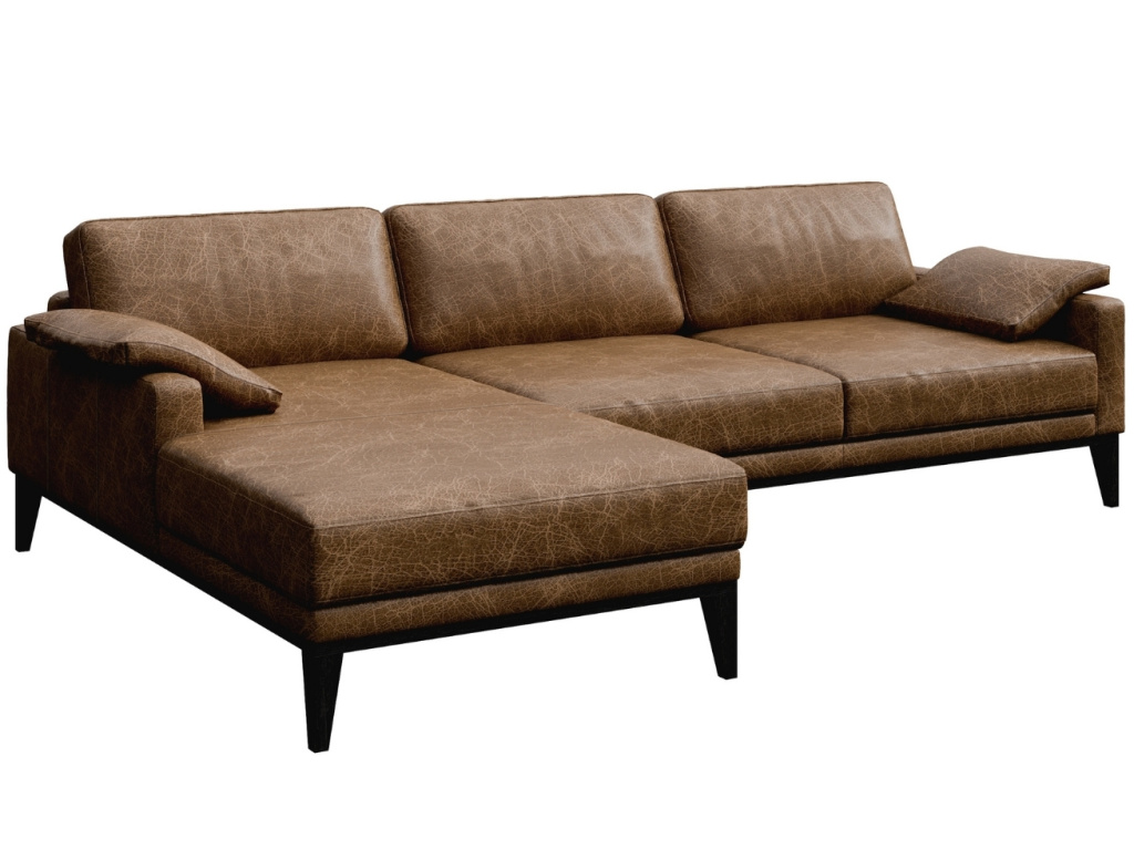 Hnědá vintage kožená rohová pohovka MESONICA Musso, levá, 248 cm