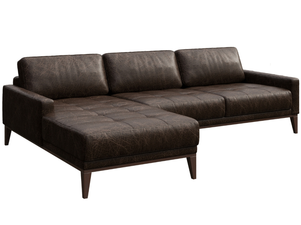 Tmavě hnědá vintage kožená rohová pohovka MESONICA Musso Tufted, levá, 248 cm