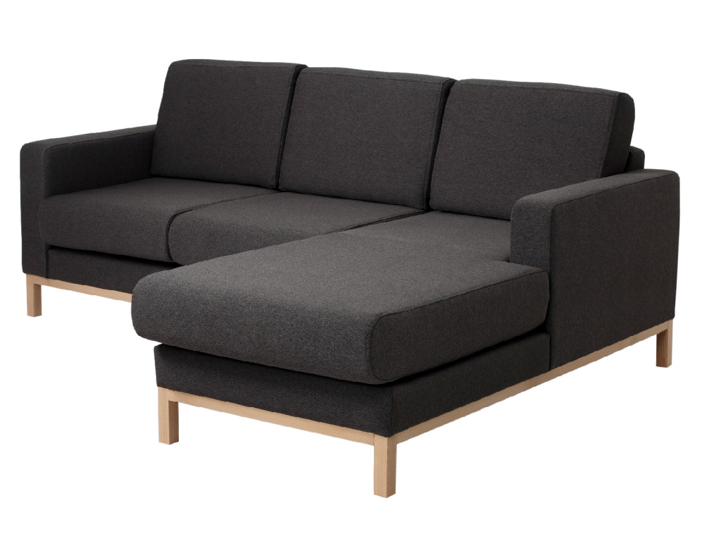 Nordic Design Antracitově šedá látková trojmístná rohová pohovka Skandi 215 cm, pravá
