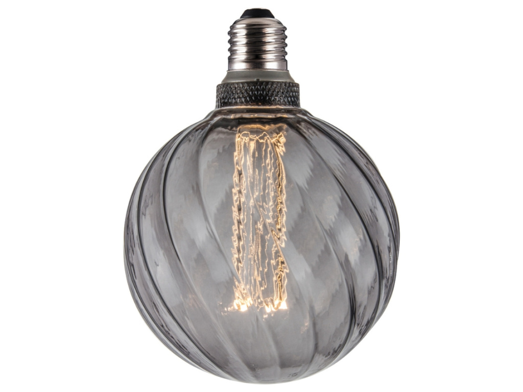 Kouřově černá dekorativní žárovka Halo Design COLORS Twist E27 3,5W 12,5 cm