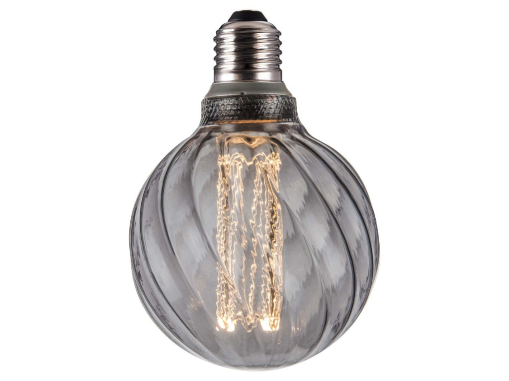 Kouřově černá dekorativní žárovka Halo Design COLORS Twist E27 4,5W 9,5 cm