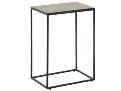 Antracitově šedý keramický odkládací stolek Kave Home Rewena s kovovou podnoží 45 x 30 cm