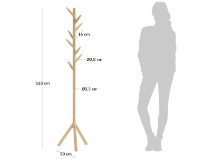 Březový stojací věšák Kave Home Natane 163 cm