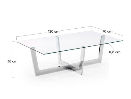 Skleněný konferenční stolek Kave Home Plam 120 x 70 cm