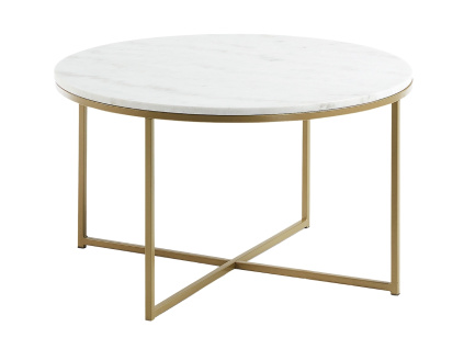 Bílý mramorový konferenční stolek Kave Home Sheffield 80 cm
