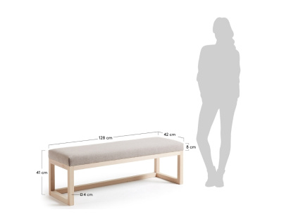 Béžová látková lavice Kave Home Loya 128 cm