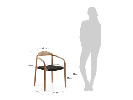 Dřevěná jídelní židle Kave Home Nina s černým výpletem