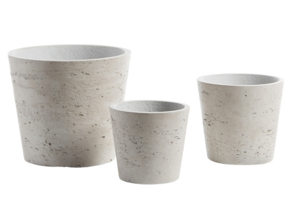Set tří šedých betonových květináčů Kave Home Low Ø 14/16,5/23,5 cm