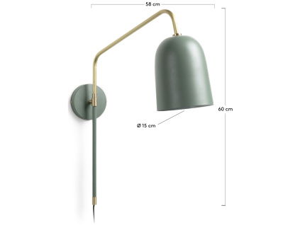 Zelená kovová nástěnná lampa Kave Home Audrie 15 cm