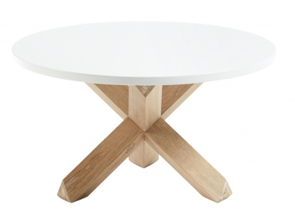 Bílý lakovaný kulatý konferenční stolek Kave Home Lotus 65 cm