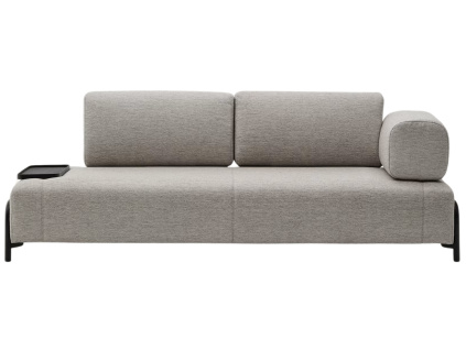 Šedobéžová látková třímístná pohovka Kave Home Compo s malým stolkem 232 cm