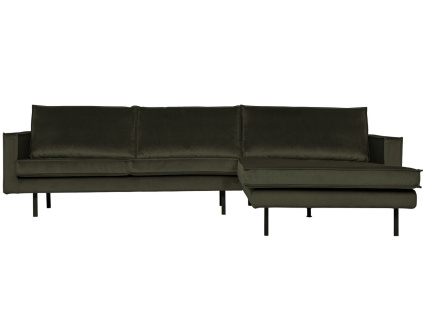 Sametová rohová pohovka Raden 300 cm, pravá