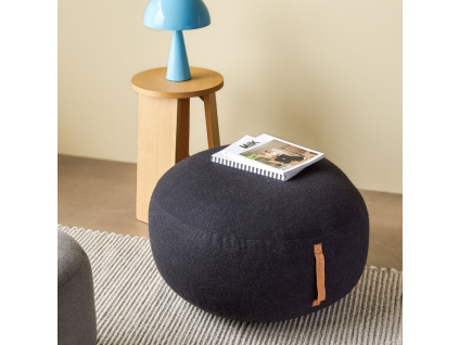 Černý vlněný puf Hübsch Mochi 70 cm