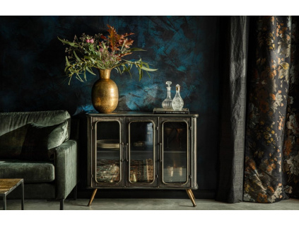 Černá kovová vintage komoda DUTCHBONE Denza 100 x 37 cm