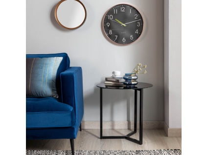 Černý skleněný kulatý odkládací stolek Kave Home Raeam 50 cm
