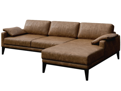 Hnědá vintage kožená rohová pohovka MESONICA Musso, pravá, 248 cm