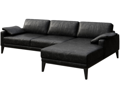Černá vintage kožená rohová pohovka MESONICA Musso, pravá, 248 cm
