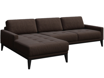 Hnědá látková rohová pohovka MESONICA Musso Tufted I, levá, 248 cm