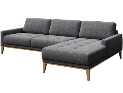 Tmavě šedá látková rohová pohovka MESONICA Musso Tufted I, pravá, 248 cm