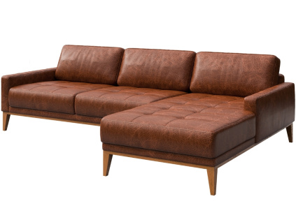 Koňaková kožená rohová pohovka MESONICA Musso Tufted, pravá, 248 cm
